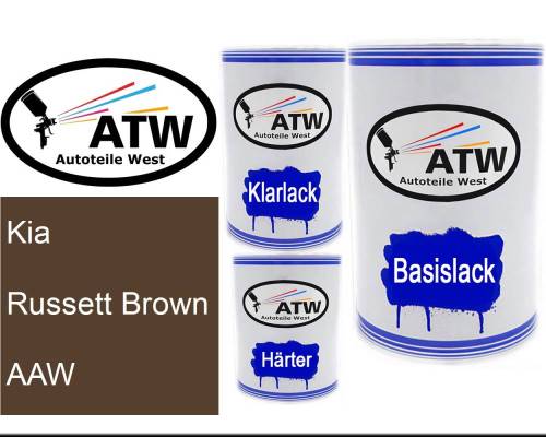 Kia, Russett Brown, AAW: 500ml Lackdose + 500ml Klarlack + 250ml Härter - Set, von ATW Autoteile West.